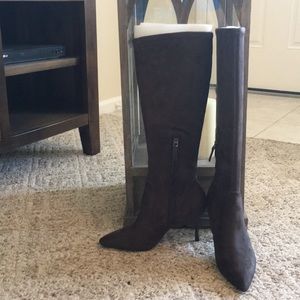 Nine West Dark Grey Suede Heeled Boots